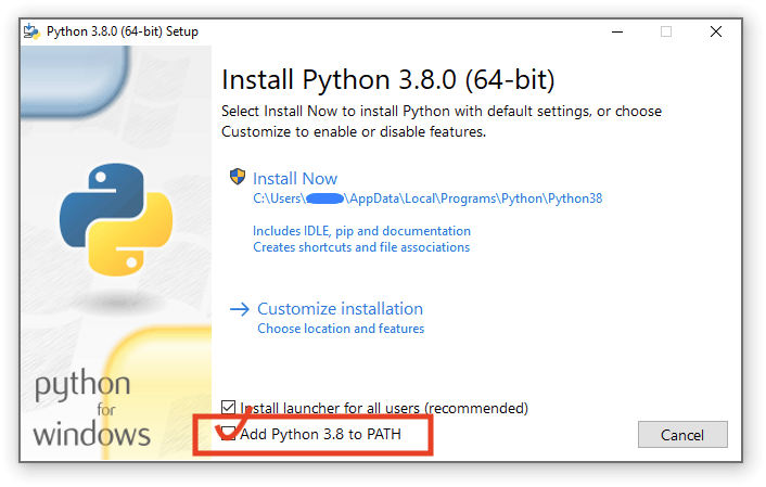 “add python to path”